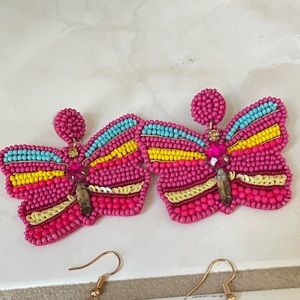 NWT Gorgeous beaded Butterfly earrings